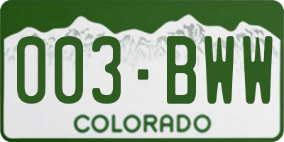 CO license plate 003BWW
