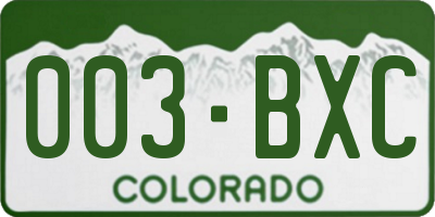CO license plate 003BXC