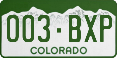 CO license plate 003BXP