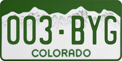 CO license plate 003BYG