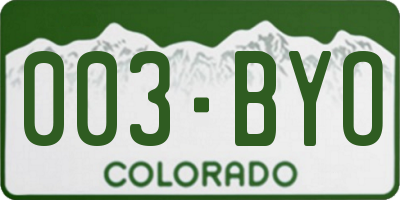 CO license plate 003BYO