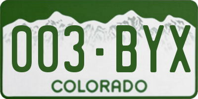 CO license plate 003BYX