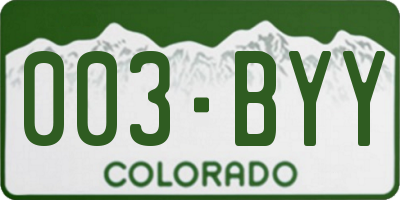 CO license plate 003BYY