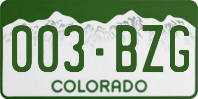 CO license plate 003BZG