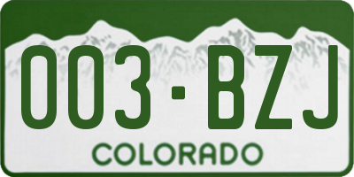 CO license plate 003BZJ