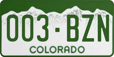CO license plate 003BZN