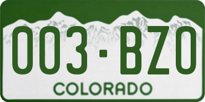 CO license plate 003BZO
