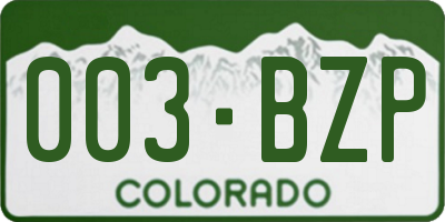 CO license plate 003BZP