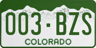 CO license plate 003BZS