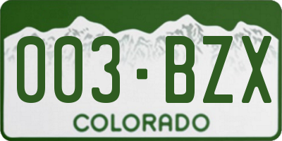 CO license plate 003BZX