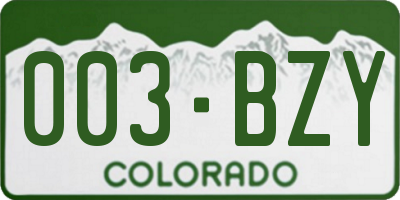 CO license plate 003BZY
