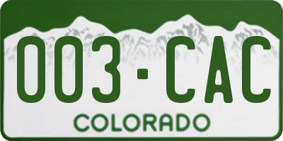 CO license plate 003CAC
