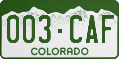 CO license plate 003CAF