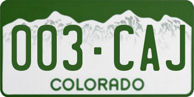CO license plate 003CAJ