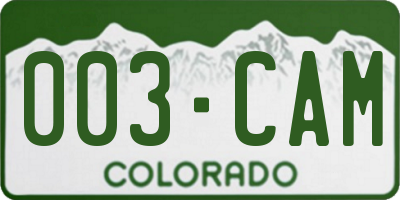 CO license plate 003CAM