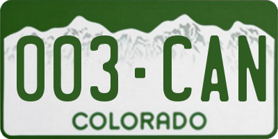 CO license plate 003CAN