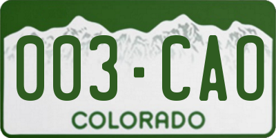 CO license plate 003CAO