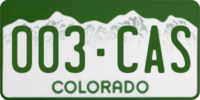 CO license plate 003CAS