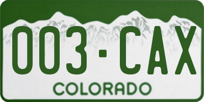 CO license plate 003CAX
