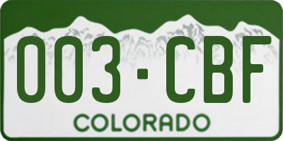CO license plate 003CBF