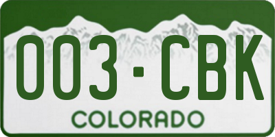 CO license plate 003CBK