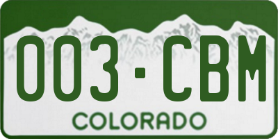 CO license plate 003CBM