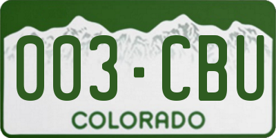 CO license plate 003CBU