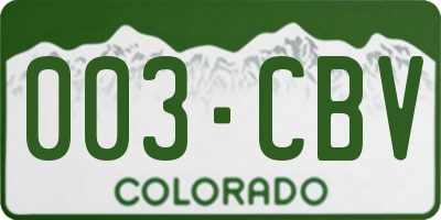 CO license plate 003CBV