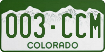 CO license plate 003CCM