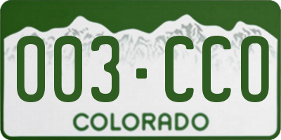 CO license plate 003CCO