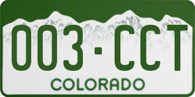 CO license plate 003CCT