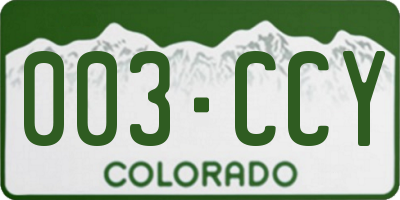 CO license plate 003CCY