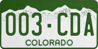 CO license plate 003CDA