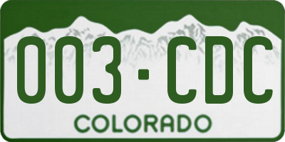 CO license plate 003CDC