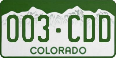CO license plate 003CDD