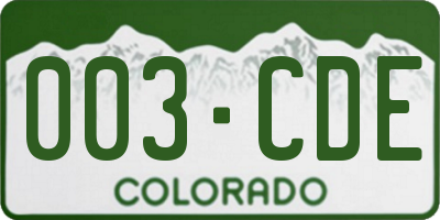 CO license plate 003CDE