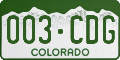 CO license plate 003CDG