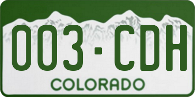 CO license plate 003CDH