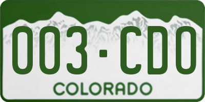 CO license plate 003CDO