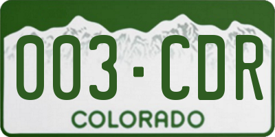 CO license plate 003CDR