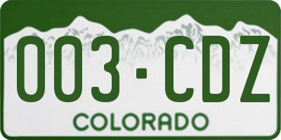 CO license plate 003CDZ