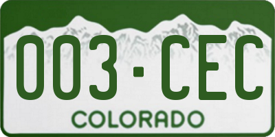 CO license plate 003CEC