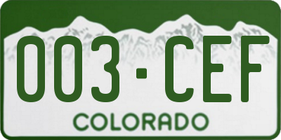CO license plate 003CEF