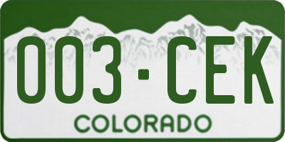 CO license plate 003CEK