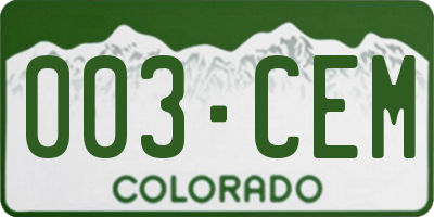 CO license plate 003CEM
