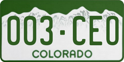 CO license plate 003CEO