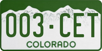 CO license plate 003CET