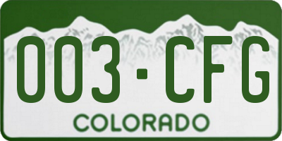 CO license plate 003CFG