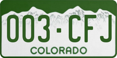 CO license plate 003CFJ