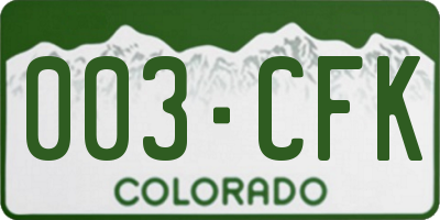 CO license plate 003CFK